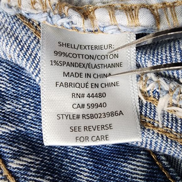 Tinseltown Jeans Womens 3‎ Juniors Blue Destructed High Rise Mom Jean Distressed - Picture 4 of 10